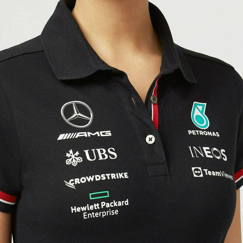 Mercedes Petronas Woman's Polo Shirt, Takealot, Take a lot, Black Polo Shirt, 2022 F1 Team