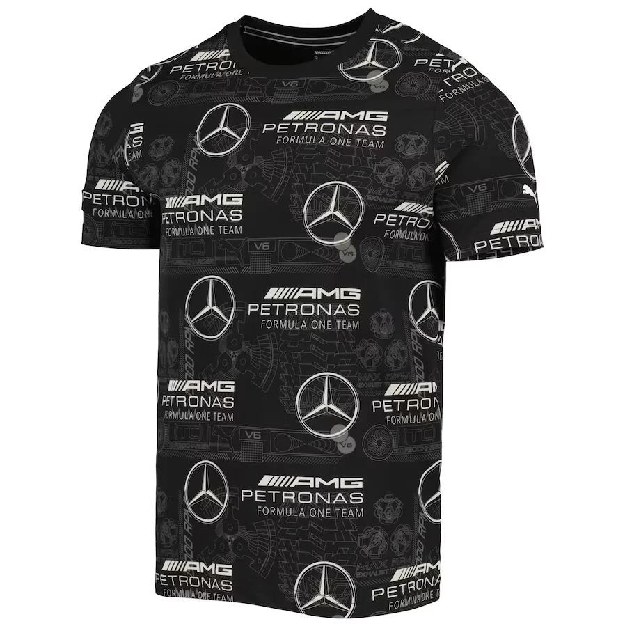 Mercedes AMG Petronas F1 Mens AOP T-Shirt Black