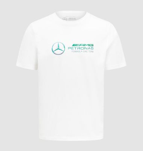 Mercedes AMG Men White Cotton Short Sleeve Round Regular T shirt