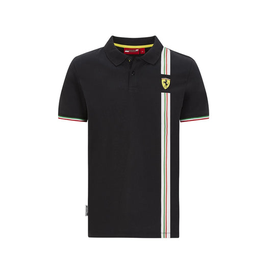 Scuderia Ferrari F1 Men's Italian Flag Polo Shirt- Black