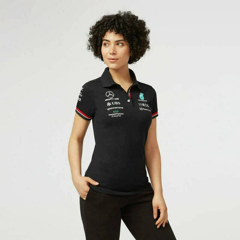 Mercedes Petronas Woman's Polo Shirt, Takealot, Take a lot, Black Polo Shirt, 2022 F1 Team
