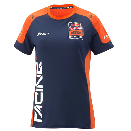 KTM WOMENS Replica Team T-Shirt, F1 shirt, F1 women clothes, F1 team shirt, Red bull shirt, 2024 F1 collection, F1 merch, KTM tops, racing, blue and orange shirt, new in stock, women brand clothes, F1 top