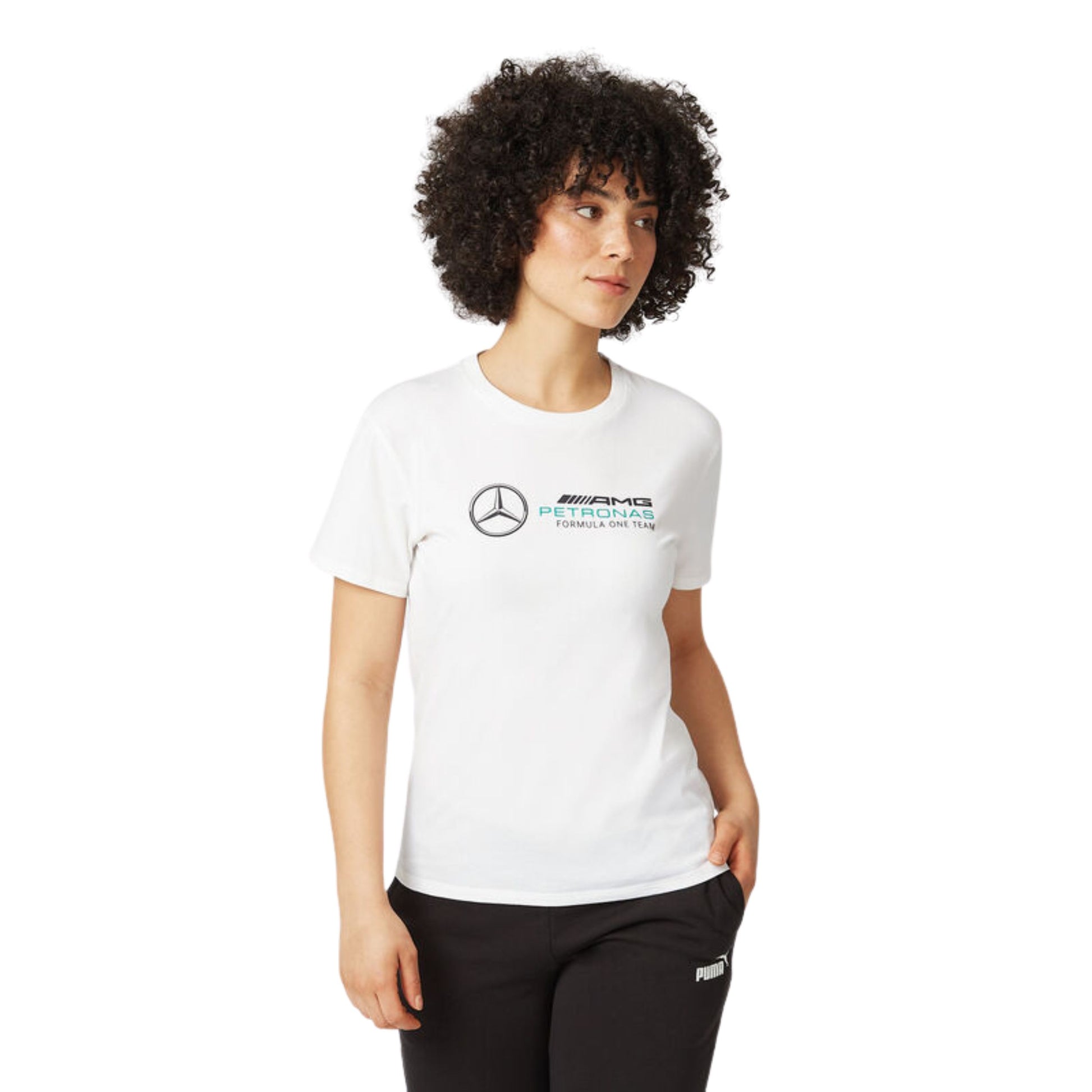 Mercedes Benz AMG Petronas F1 Women's Large Logo T-Shirt -White